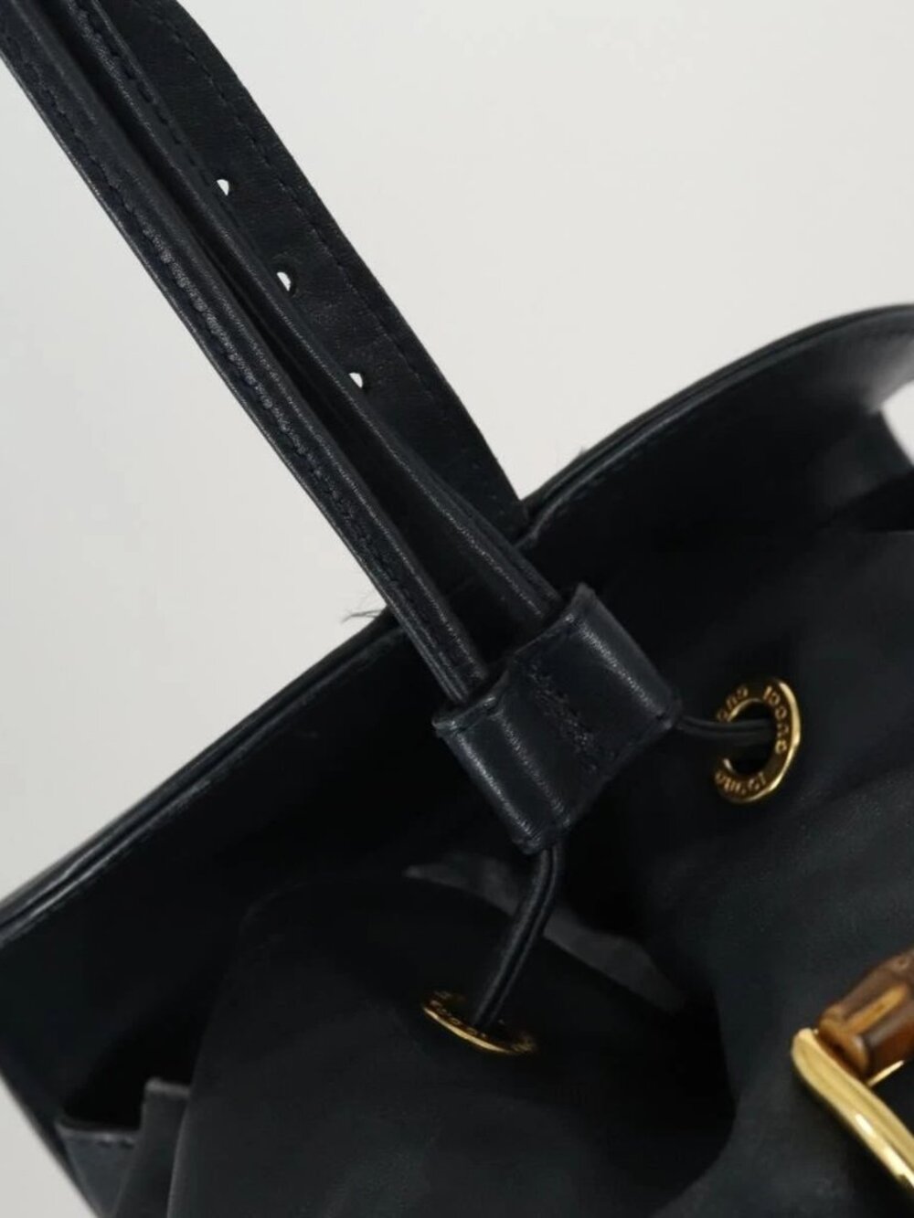 GUCCI Bamboo Backpack Leather Black Gold 003 2058 0016 Auth 156418 - Picture 15 of 16